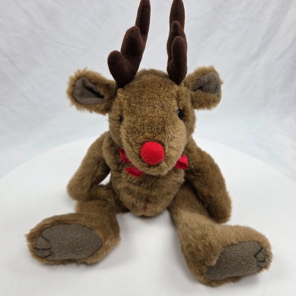 Sears 1995 Willy Wonka Plush Rudolph Red Nosed Reindeer Plush Jointed 12" - Picture 1 of 4